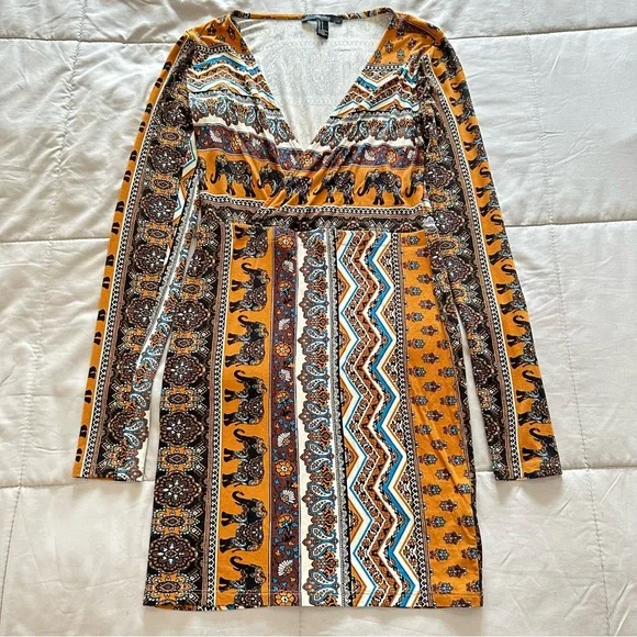 forever 21 orange print dress Forever 21 Forever 21 Orange Navy Paisley Skater Dress Womens Size Smal